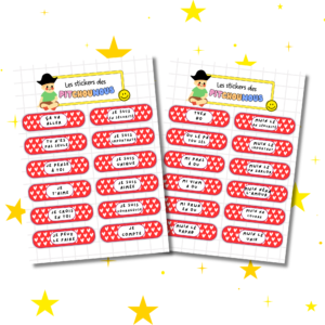 pack stickers pansements enfants bilingue — 24 stickers français & créole réunionnais